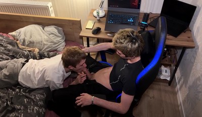 Twink wanted to and unhooked the guy from the game and began to give a throat, after which he sat