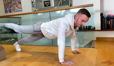 Young & Hung Footballer Shows off his Lean Body & Wanks his Big Uncut Cock with a Helping Hand!