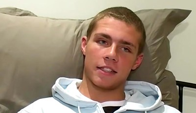 British twink Antony solo masturbates and jizzes