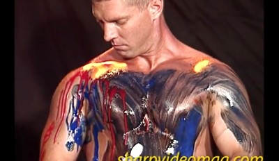 Junkyard Boy Dillon Day Paints His Muscular Body
