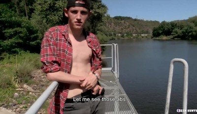 CZECH HUNTER 553 - Tall Twink Doesn't Hesitate To Parade His Huge Dong Around When He Gets Offered M