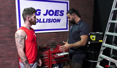 Nick Milani rides his mechanic Teddy Torres cock